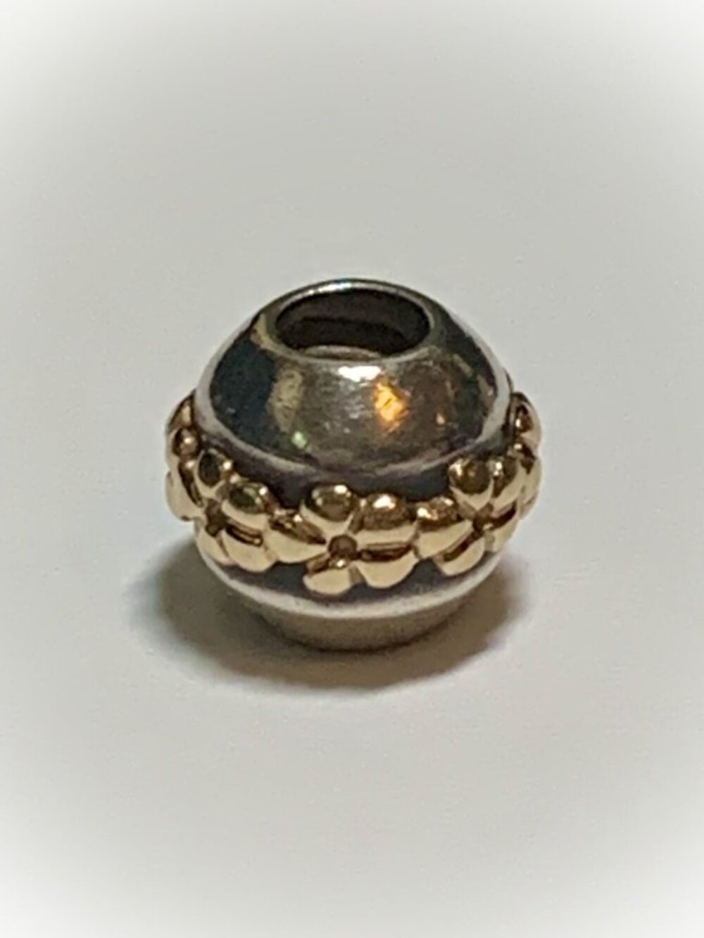 Authentic Pandora Two-Tone Saturn Flower charm Silver 14k Gold 790179 (Retired)
